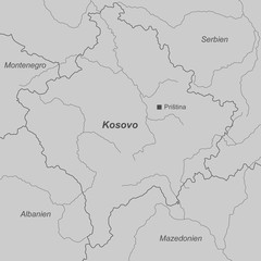 Kosovo in Grau (beschriftet)