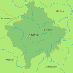 Kosovo in Grün (beschriftet)