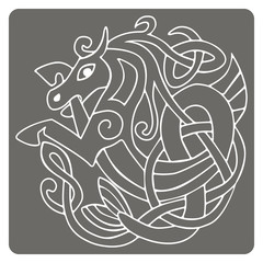 monochrome icon with Celtic art and ethnic ornaments for your design