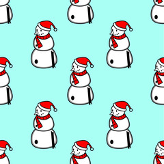 Seamless pattern with Christmas snowman