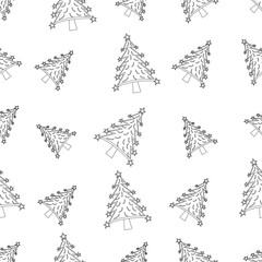 Seamless pattern with Christmas Tree