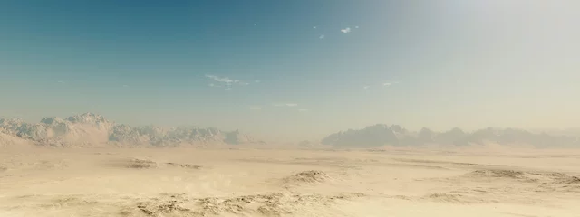 Selbstklebende Fototapete Dürre Sandwüstenlandschaft mit blauem Himmel.