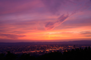 Landscape of Tonami Plain in Toyama, Japan