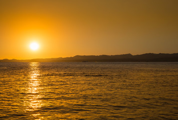 Golden sunset over the sea