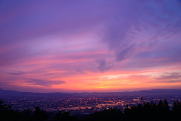 Landscape of Tonami Plain in Toyama, Japan