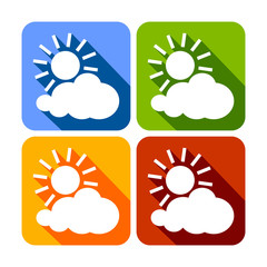 Cloudy Daylight Weather Square Flat Icons