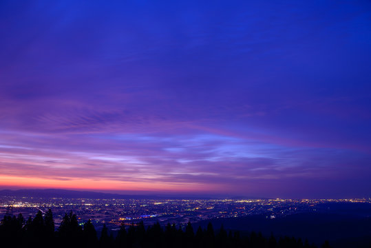 Landscape of Tonami Plain in Toyama, Japan