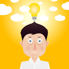 happy stick man with idea