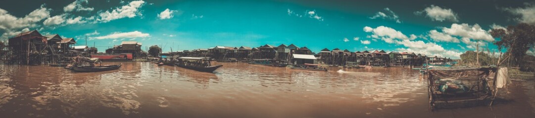 Panorama of floating village Kompong Phluk, Siem Reap, Cambodia