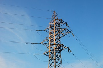 high-voltage power line against the background of the sky