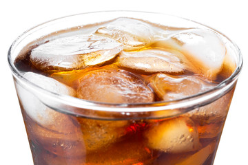 Glass of cola on the white background