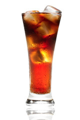 Glass of cola on the white background