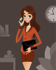 Donna in carriera al telefono, in ufficio