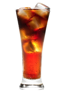 Glass of cola on the white background