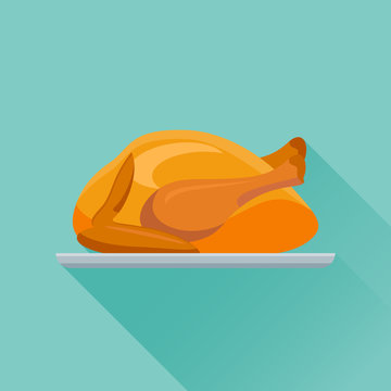 Fried chicken or turkey flat icon