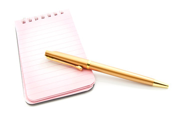 notepad and pen on white