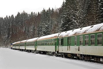 Railway station in Zelezna Ruda. Czech Republic