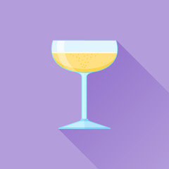 Glass of champagne flat icon