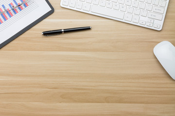 Office supplies on the wooden desk