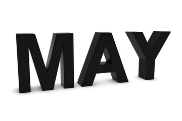 MAY Black 3D Text - May Month Abbreviation on White