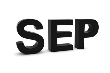 SEP Black 3D Text - September Month Abbreviation on White