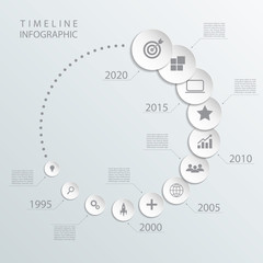 Circle timeline infographic design template.Vector illustration for workflow layout, diagram, number options, web design.