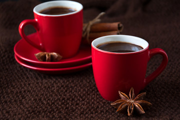 Two cups of hot chocolate