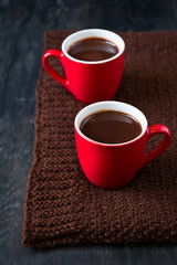 Two cups of hot chocolate