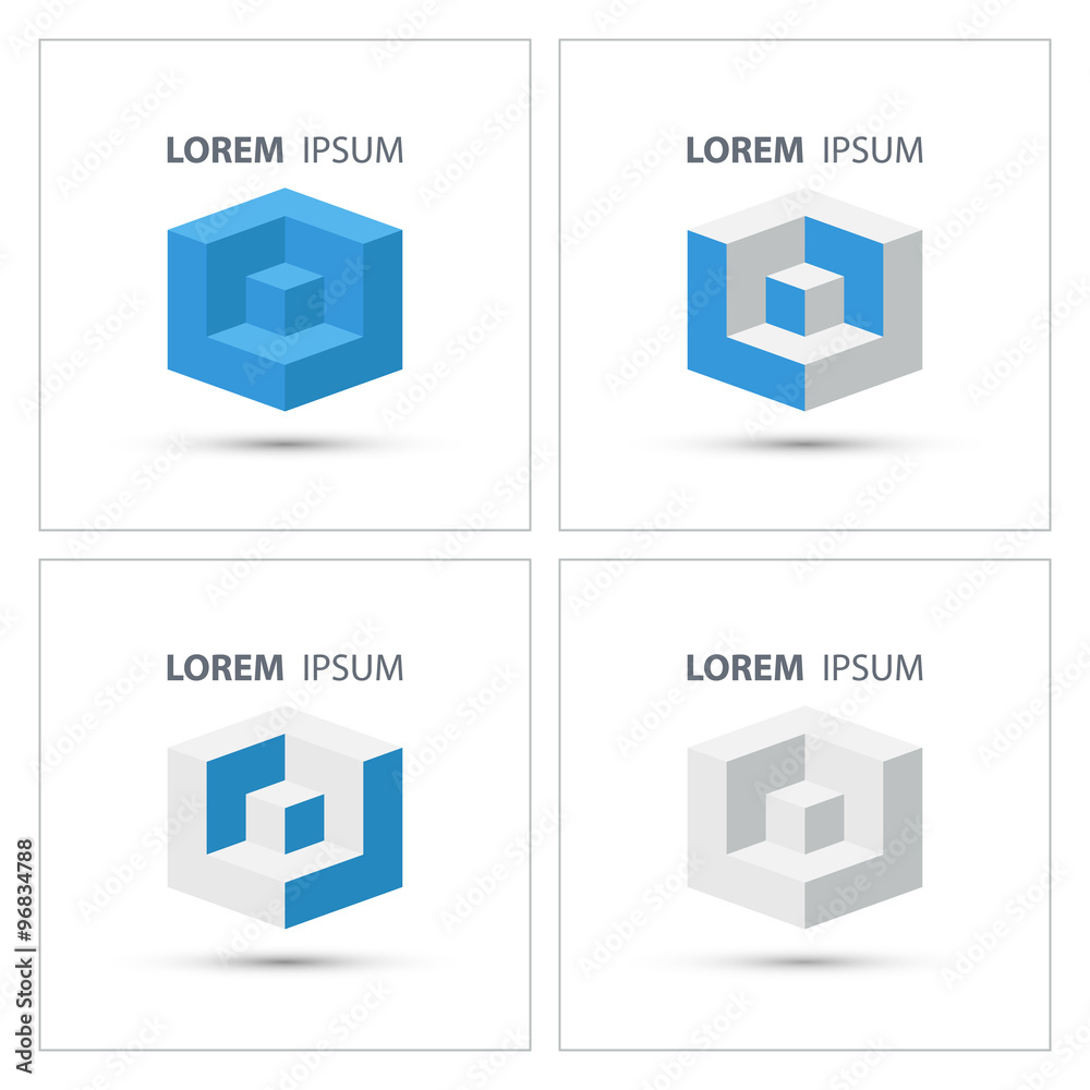 Poster cube isometric design logo template.