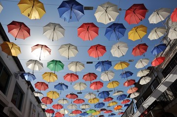 Umbrella Street in Antalya - obrazy, fototapety, plakaty