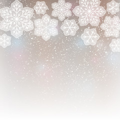 White snowflakes on silver background 