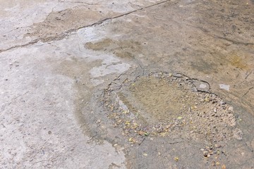 Cracked concrete texture closeup background - wet, Water Logged
