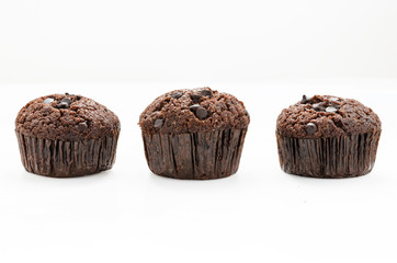 Three chocolate on white with clipping path