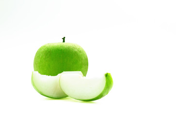 green fruit on white with clipping path