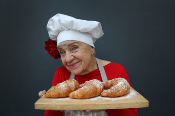 happy senior women baking