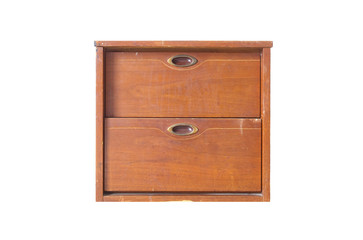 Antique asian wood drawer chest isolated on white background