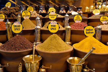 Mix of spices at the open air market in Istanbul, Turkey.
