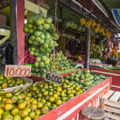 A lot of fresh, tropical fruits, at a market, bazaar in Yogjakar
