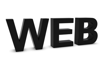 WEB Black 3D Text Isolated on White with Shadows