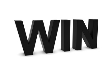WIN Black 3D Text Isolated on White with Shadows