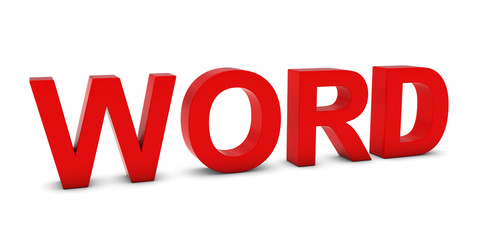 WORD Red 3D Text Isolated on White with Shadows