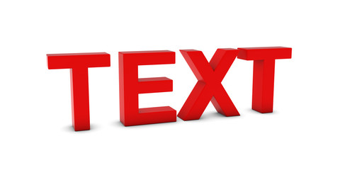 TEXT Red 3D Text Isolated on White with Shadows
