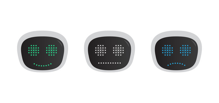 Emotional Robot Head - Smile, Neutral, Sad - Isolated Illustration