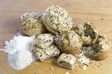 Buns Made of Wholewheat and Buckwheat Flour With Cereal Seeds