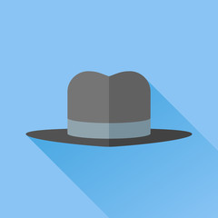 Gangster hat with a wide brim flat icon