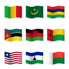 Waving flags of different countries