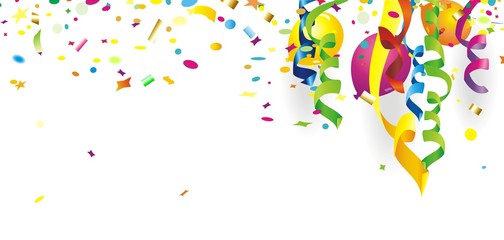 Hintergrund mit Konfetti und Luftballons