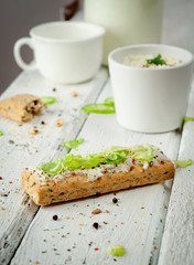 Light Breakfast sandwiches with salad and cheese