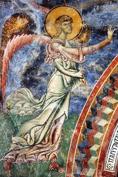 Frescoe of Archiangel Gabriel, church Saint George,village of Kurbinovo, macedonia
