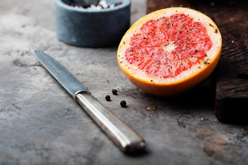 Fresh grapefruit caramelized with sugar and spices